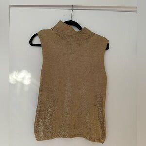 Tara Jarmon Vintage Gold Knit Sleeveless Top – Size M – Metallic Front